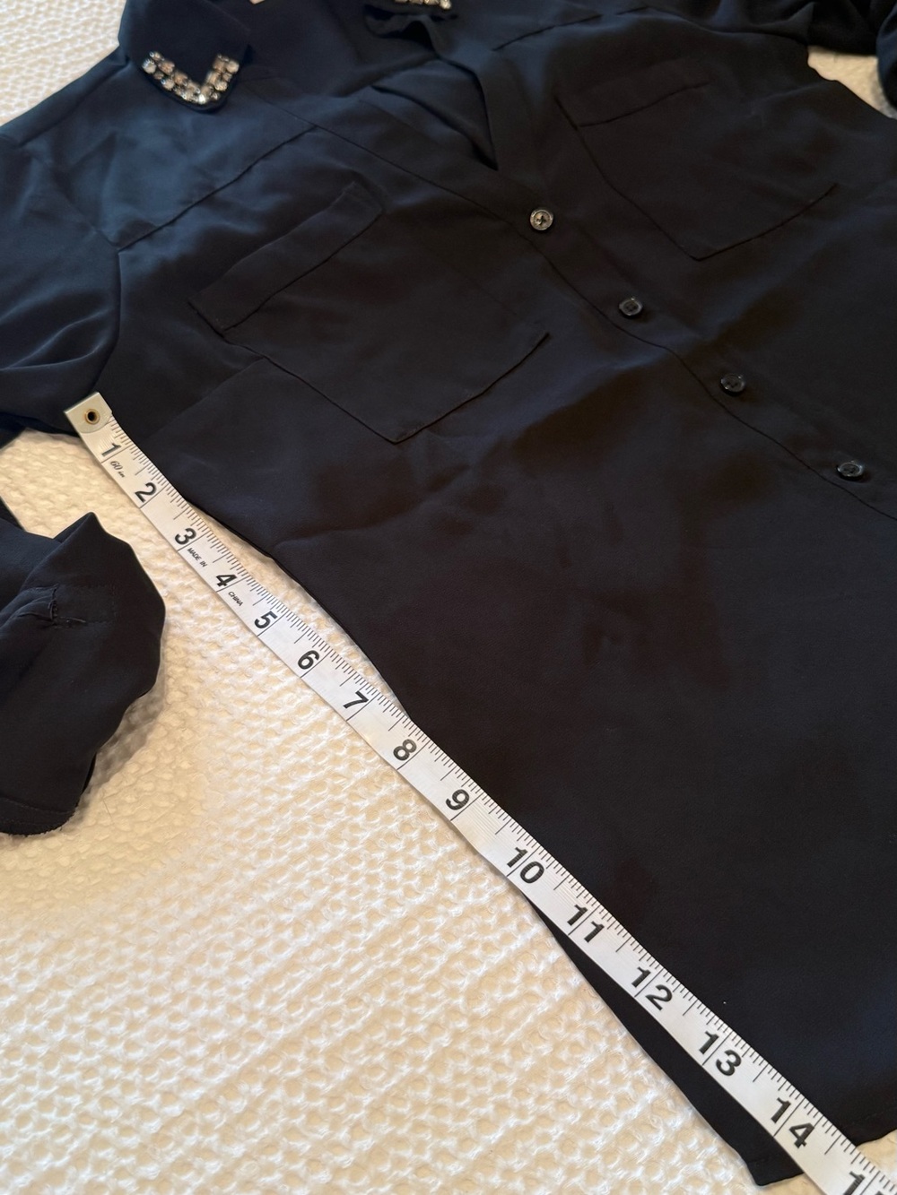Express | Portofino Jeweled Collar Black Blouse | Size = XS - Picture 6 of 6